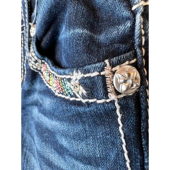 MISS ME Girls Capri Jeans Embellished Floral Sequin JK7115P2 Big Girl Size 7 - Picture 6 of 13